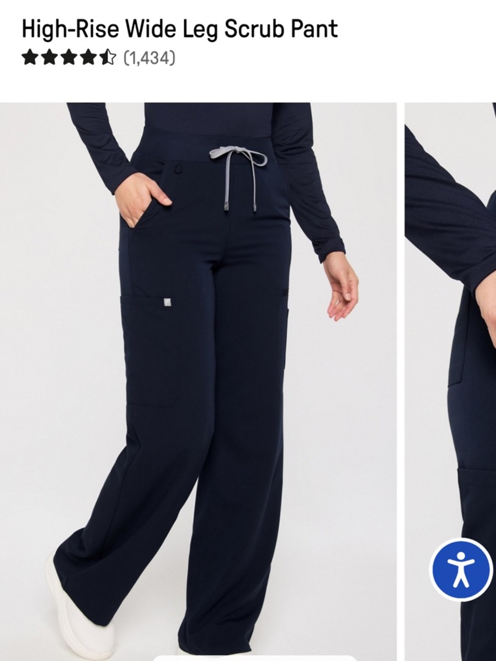 Fabletics High-Rise Wide Leg Scrub Pants — Navy S